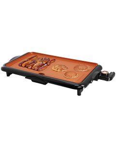 MegaChef 18.89 Inch Electric Grill and Griddle in Black with Copper Coating