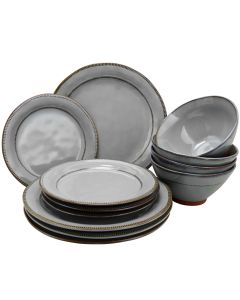 Gibson Elite Terranea 12 Piece Dinnerware Set in Grey