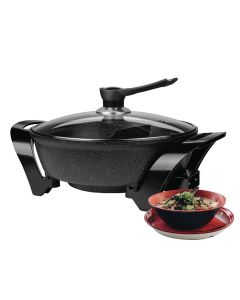 Brentwood Electric Non-Stick 6Qt Shabu Shabu Pot with Divider in Black