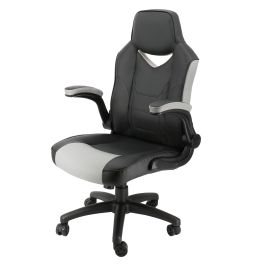 Elama High Back Adjustable Faux Leather Office Chair in Black and Gray